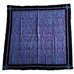 1997 MetLife President's Conference 33” black blue red hand rolled silk scarf